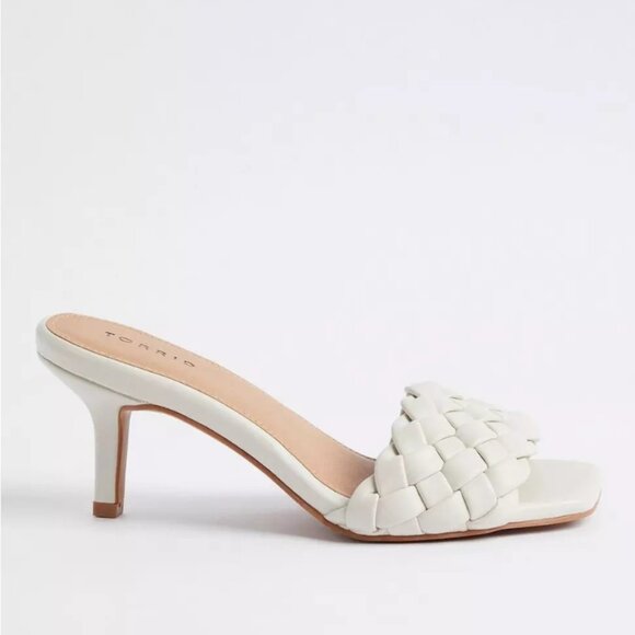 Torrid Bone Woven Toe Strap Mule Heels in Extra Wide - Picture 2 of 9